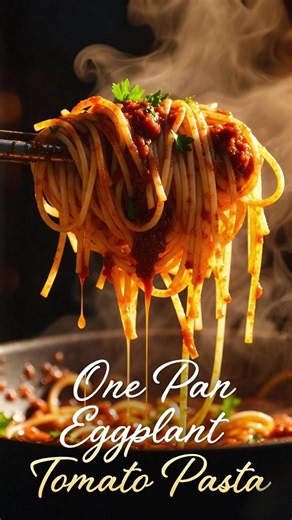 Creamy Eggplant Tomato Spaghetti (One Pan Recipe) 😍