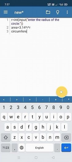 PYTHON PROGRAM ON FINDING THE AREA AND CIRCUMFERENCE OF THE CIRCLE#videos #shorts #ytshortsindia