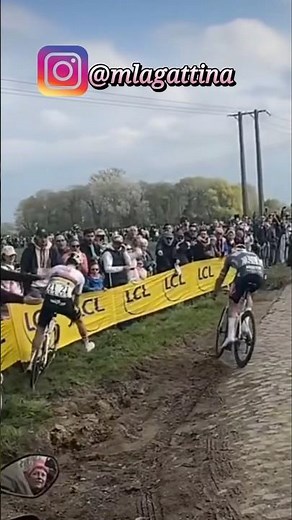 La caduta di Pogacar alla Parigi Roubaix #ciclismo #cycling #pogacar #parisroubaix