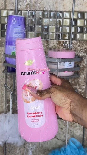 Strawberry crumb cake shower routine 🫧🍓🚿 I love this dove x crumbl collaboration and of course I had to pair it with the strawberry dream eos lotion @Dove Beauty & Personal Care @Crumbl #girltherapy #crumblecookie #dove #showerroutine #smellgoodfeelgood