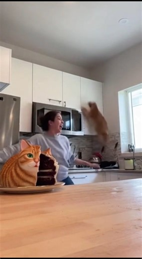Cake or Cat ? Cat wins with extreme panic...This video is generate using ai just for entertainment and educational purpose | Funny marlyn
