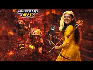 Minecraft Day 17- Blaze Rod Hunting In Nether Fortress🔥!