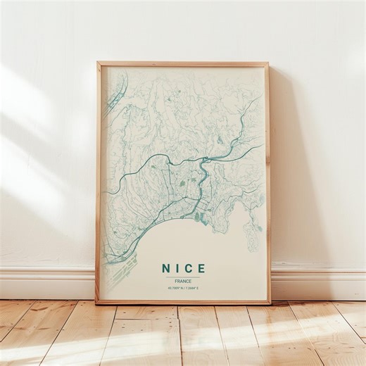 Nice France Map Poster: French Riviera City Travel Print - Etsy