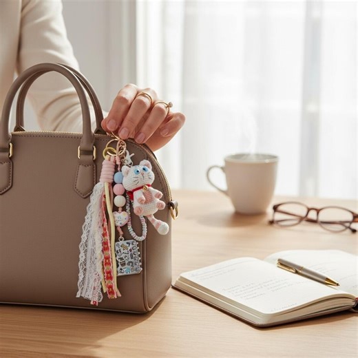 Handmade Crochet Cat Bag Charm Keychain, Kawaii Knitted Kitty Plush Keyring, Pastel Beaded - Etsy