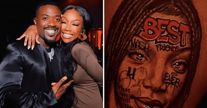 Ray J trolled for GIGANTIC tattoo of sister Brandy's face on his leg: 'He got her looking demonic'