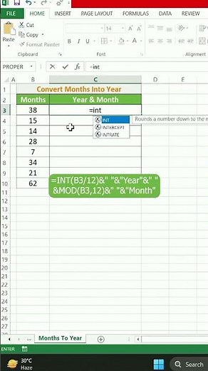 Excel Trick 🔥 Convert Month into Year in Seconds #excelshorts #ytshorts Shorts