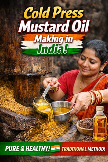 Indian mustard oil making process cold press, high nutrition for food & street food lovers