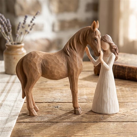 Girl Hugging Horse Resin Sculpture, Hand-painted Equestrian Figurine, Minimalist Animal Art - Etsy