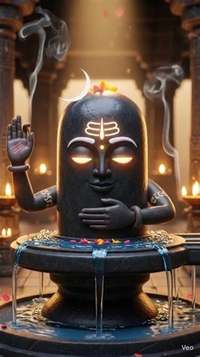 “Divine Calm: Animated Shivling in Sacred Light” 😱🔱