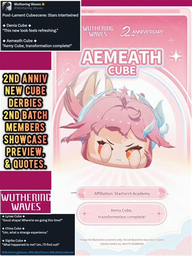 Wuthering Waves Ver 3.3 - 2nd Anniversary New Cube Derbies Introduction & Quotes [Denia, Aemeath, Lynae, Chisa, & Sigrika] #wutheringwaves #cube #derby #anniversary #introduction