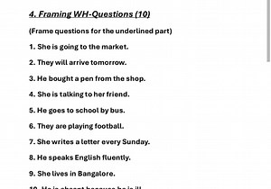 Framing WH-Questions (10)(Frame questions for the underlined p... | Filo