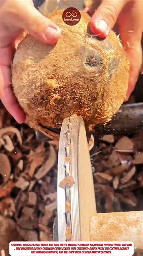 Effortless Way to Strip Coconut Husk Using Chainsaw Disc Cutter