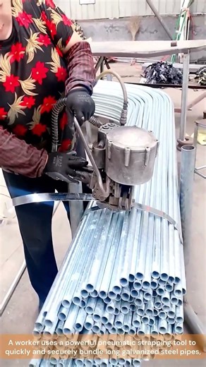 Bundling Galva Pipes | Efficient and Secure Industrial Packing Process #Shorts