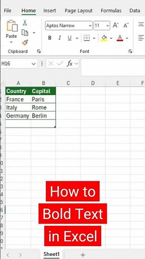How to Bold Text in Excel #excel #exceltutorial #bold
