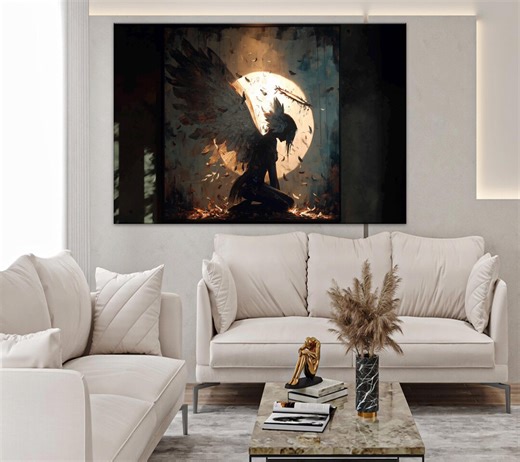 Fallen Angel Canvas Wall Art, Gothic Fantasy Decor - Etsy