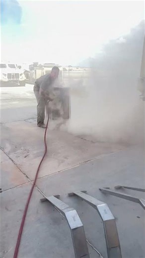 Cleaning of an Abrams air filters and plenum box