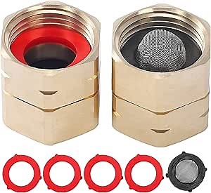 JOEJET Female to Female Hose Adapter with Swivel-3/4 Inch Brass Garden Hose Adapter for Pressure Washer to Garden Hose-2 Pack Garden Hose Fittings-with 4 Extra Washers and 1 Filter