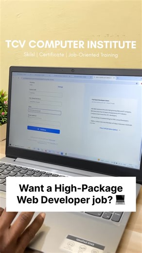 TCV Computer Institute on Instagram: "🚀 Want a high-package Web Developer job? Start your IT career with TCV Computer Institute 💻 Learn practical skills, work on real projects & become job-ready. ✅ HTML, CSS, JavaScript ✅ React & modern tools ✅ Live projects ✅ Portfolio + interview support 📞 Contact us to enroll today 📲 Phone / WhatsApp: +91 62840 57855 📍 TCV Computer Institute 👉 Turn your coding skills into a high-paying career! #TCVComputerInstitute #WebDeveloperCourse #HighPackageJob #I