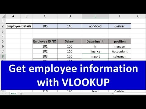 Get employee information with VLOOKUP | vlookup | payroll | excel tricks