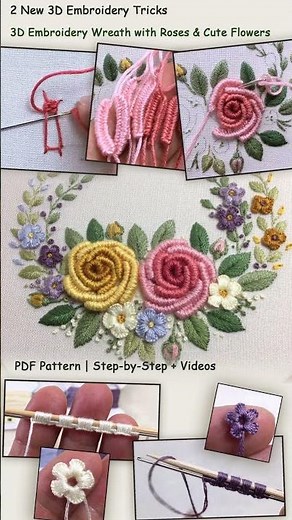 Stitch This Yourself 🌸 | Easy 3D Embroidery Pattern + 2 New Techniques #handembroidery #embroidery