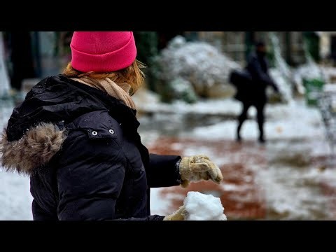 Epic snowball fight in New York City!