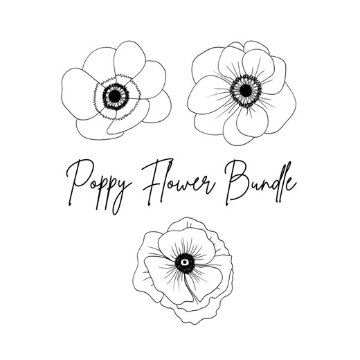 Hand Drawn Poppy Flower, Bundle of 3, Flower Line Art, SVG PNG (digital Download) - Etsy