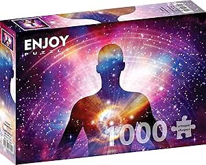 1000 Pieces Jigsaw Puzzle for Adults – Matte Finish, Soft Touch, Easy to Assemble, Tight Fit, Vivid Colors, Missing Pieces Service – Human Cosmic Connection with Space – by ENJOY Puzzle
