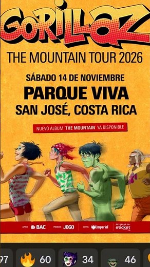 GORILLAZ ANNOUNCED A NEW CONCERT AT PARQUE VIVA IN COSTA RICA FOR THE FIRST TIME EVER