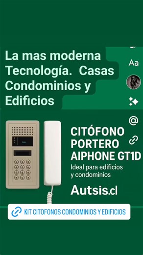 🔹 Portero Digital Aiphone GT – Comunicación Segura y Eficiente 🏠🔑 El Portero Digital Aiphone GT es un sistema confiable para casas, departamentos y oficinas, que permite hablar 🗣️ con tus visitantes de manera segura. Su diseño moderno y funcionalidad avanzada hacen que el control de acceso sea fácil y seguro 🔒. ✅ Características principales: Marca: Aiphone Modelo: GT Comunicación bidireccional clara 🗨️ Botón de apertura de puerta eléctrica 🚪 Compatible con sistemas Aiphone GT existentes I