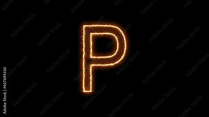 Glowing energy neon letter, glowing neon font, alphabet symbol uppercase appears in some time. Seamless looping alphabet animation on black background.