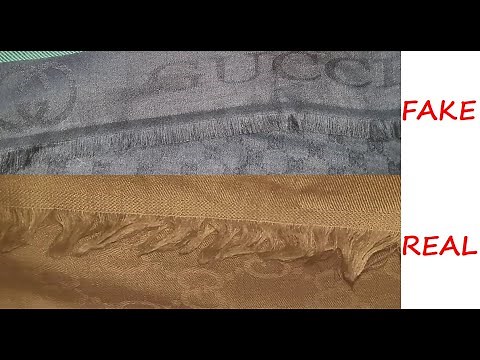 Gucci scarf real versus fake review. How to spot counterfeit Gucci GG shawl or scarfs or bandeau
