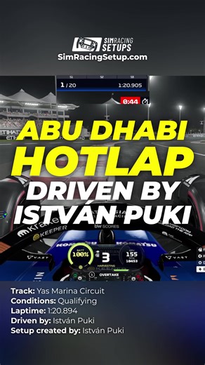 It's the season closer this week for @premiersimgl season 41. Get an advantage with a hotlap driven by official @williamssimracing driver @istvanpuki7 with a lap time of 1:20.894 using our Pro quali car setup, created by Istvan. 🙌 You can use this car setup all other setups created by Istvan as a part of our F1 25 pro setup pack.🔗 Link in bio.