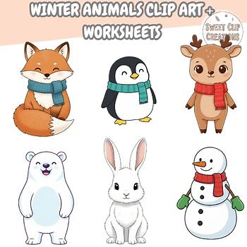 Winter Animals Clip Art   Worksheets | Preschool & Kindergarten Printables