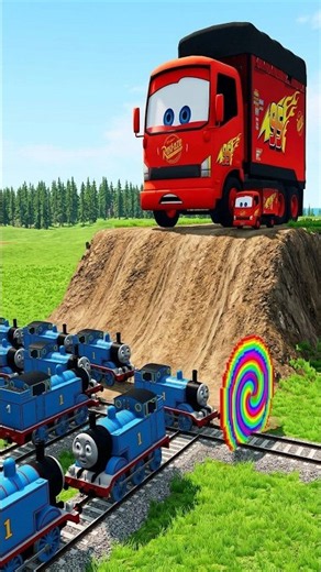 Big & Small Lightning McQueen BK Truck 184 vs Thomas Tank Engine | BeamNG.drive#Shorts