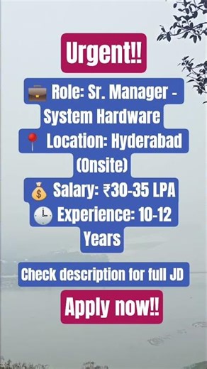 35 LPA Hardware Job 🚀 Sr Manager Role | 10–12 Yrs Exp | Apply Fast! #shorts #corporatejobsindia