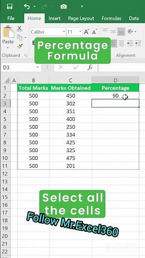 Percentage Formula in Excel | How to Calculate Percentage in Excel #excel #exceltips