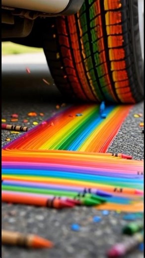 “Extreme ASMR Crayon Crushing — Satisfying Color Burst Under Car Tire”#Shorts