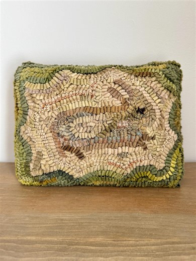 Primitive Folk Art Wool Hooked Rug PILLOW - Spring Bunny - Etsy