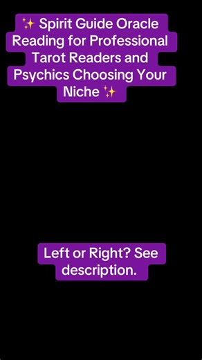 ✨ Spirit Guide Oracle Reading for Professional Tarot Readers and Psychics Choosing Your Niche ✨ Take a breath. Place your hand over your heart and ask your guides: “Which niche am I meant to pursue right now?” Notice which card pulls at you first... Left or Right. Don’t justify it. Feel it. . . . THE REVEAL 🌈 If You Chose the Left Card – 10 of Cups Message: All steam ahead. Ease, alignment, and flow. Your Spirit Guides are smiling here. The 10 of Cups is the “yes” card not just emotionally, but