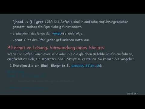 Wie man eine Pipe im Exec-Parameter für einen Find-Befehl verwendet