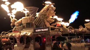 Fiery action from creative vehicles at 2018 Burning Man festival