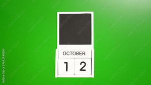 Calendar with the date October 12 on a green background. Illustration for an event of a certain date.
