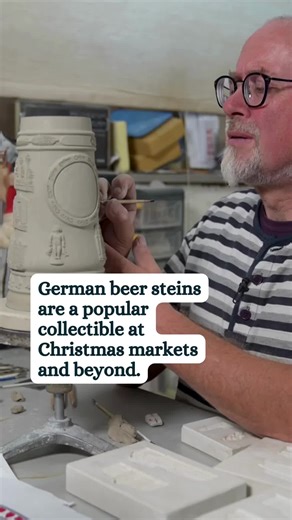 🍺 German beer steins are an excellent collectible for beer enthusiasts and collectors. These intricately designed steins are functional drinkware and a celebration of German culture and craftsmanship. Do you collect German steins? #GermanBeerSteins #MarketMagic #GermanHeritage #GermanSteins #CarmelChristkindlmarkt #ChristmasTok