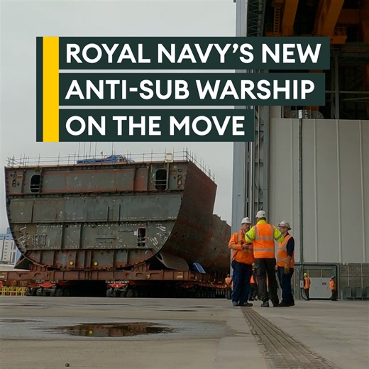 Progress🔨🧰 HMS Belfast will enter service with HMS Glasgow and Cardiff by 2030🚢 Here a section of the Royal Navy's new Type 26 was moved into Glasgow hall. Read more🔗 https://www.forcesnews.com/services/navy/progress-made-navys-new-ballistic-missile-sub-and-type-26-frigate-take-shape | Forces News