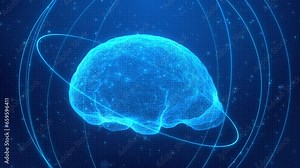 3D Electric Brain: A Futuristic Neural Network with Glowing Neurons and Cyber Connectivity