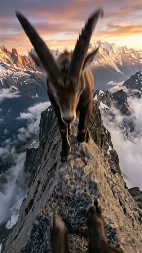 Ibex Running on Near-Vertical Cliffs | GoPro Style Wildlife Shot