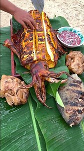 Grilled Giant squid 🦑 with java rice 🌾 #fishing