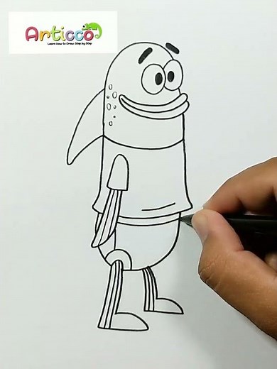 DRAWING BLUE FISH ON SPONGEBOB SQUAREPANTS