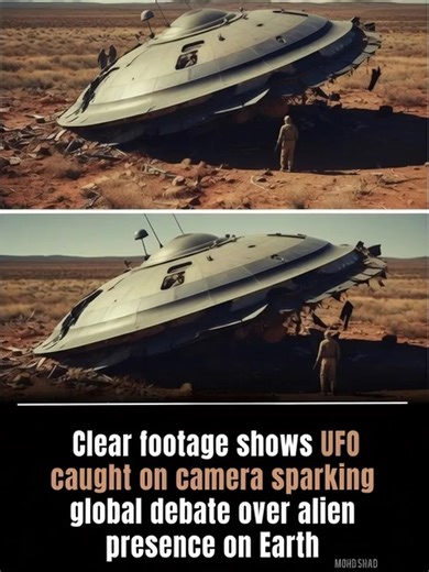Mohd shad on Instagram: "We are dropping absolutely STUNNING footage that appears to show a colossal unidentified flying object (UFO) crashed in a remote desert location. The clarity and detail in this video are unprecedented! 🛸 ​A figure can be seen near the wreckage, giving a terrifying sense of scale to this incredible discovery. This isn't just a fleeting light in the sky; it looks like a confirmed catastrophic event! The global debate over alien presence has just been blown wide open. ​The