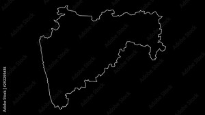Maharashtra India state map outline animation
